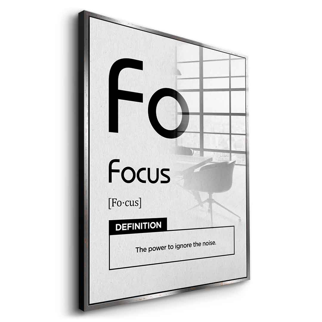 DOTCOMCANVAS® Focus (Fo) Acrylglasbild Version Weiß – Vorderansicht Ohne Rahmen