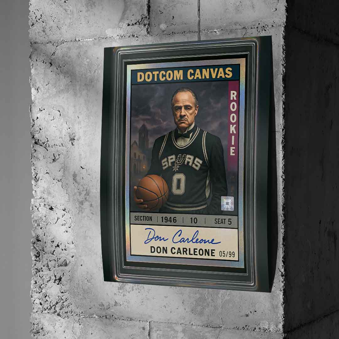 DOTCOMCANVAS Poster Don Carleone Basketball Card Pop Art an Betonwand