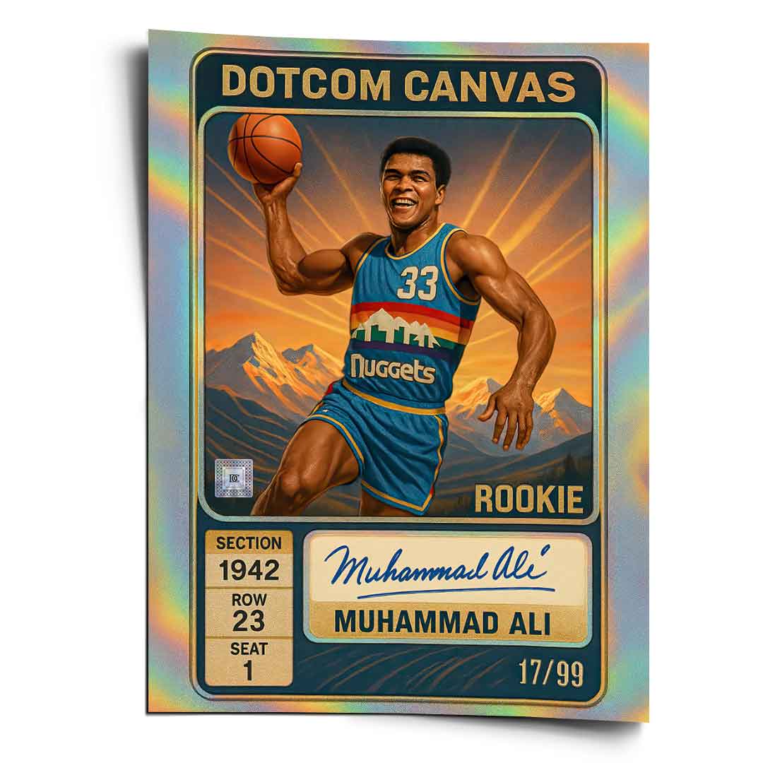 DOTCOMCANVAS Muhammad Ali Basketball Card Poster Pop Art Frontansicht