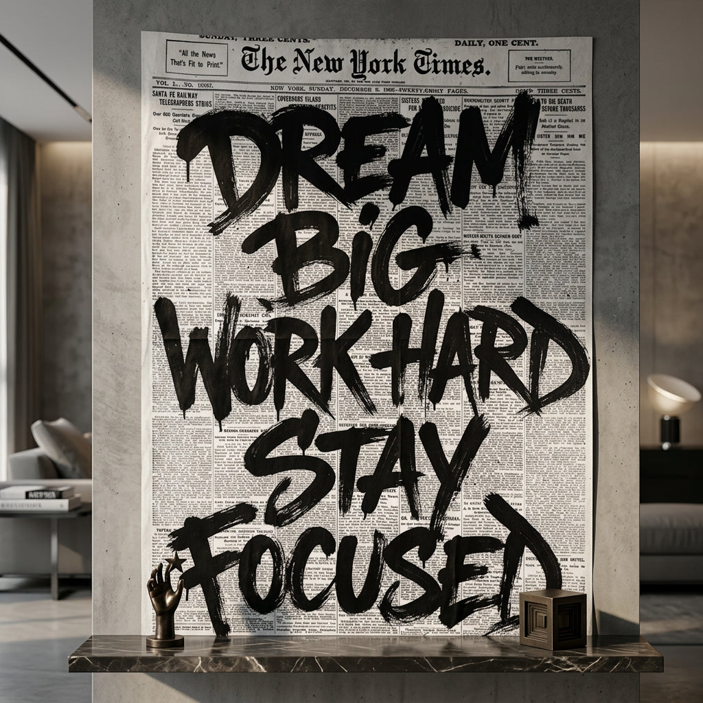 DOTCOMCANVAS Dream big work hard stay focused Poster Raum-Mockup