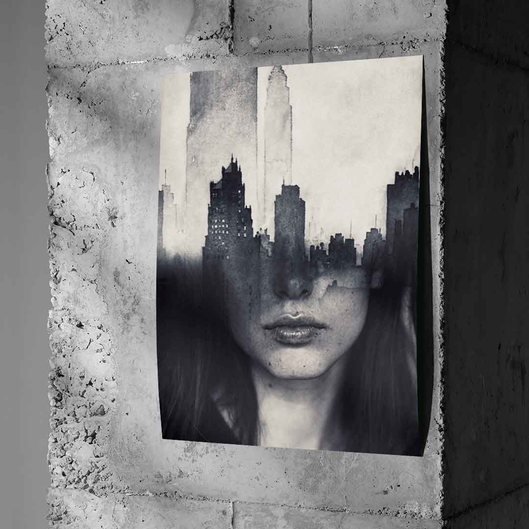 DOTCOMCANVAS® Mind game Poster – an Betonwand