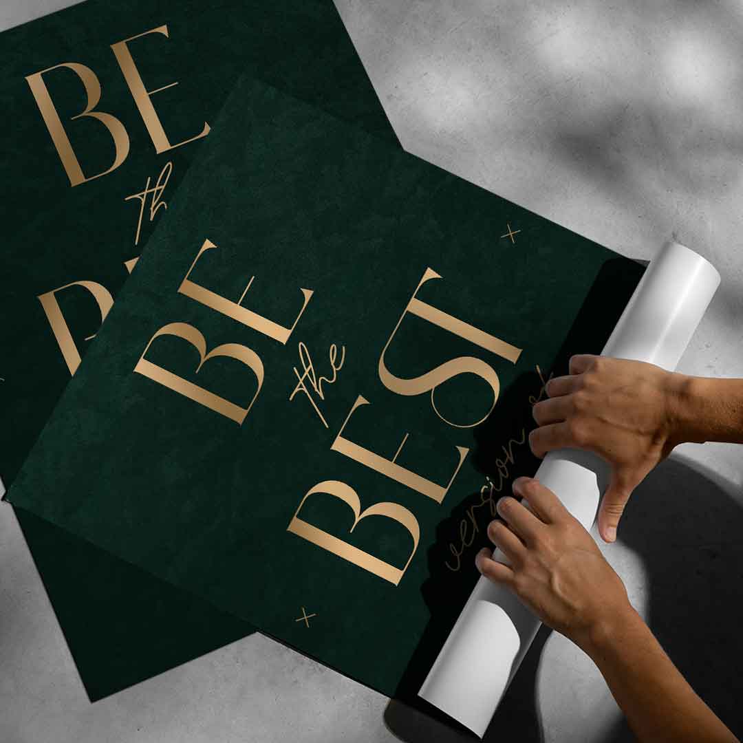 Be the Best Poster gerollt – Motivation Typografie
