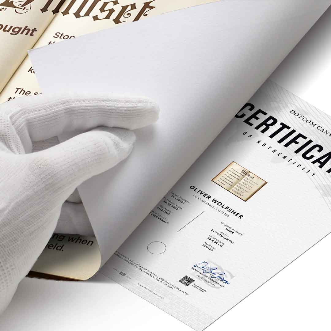 DOTCOMCANVAS® Mindset book Poster – Echtheitszertifikat