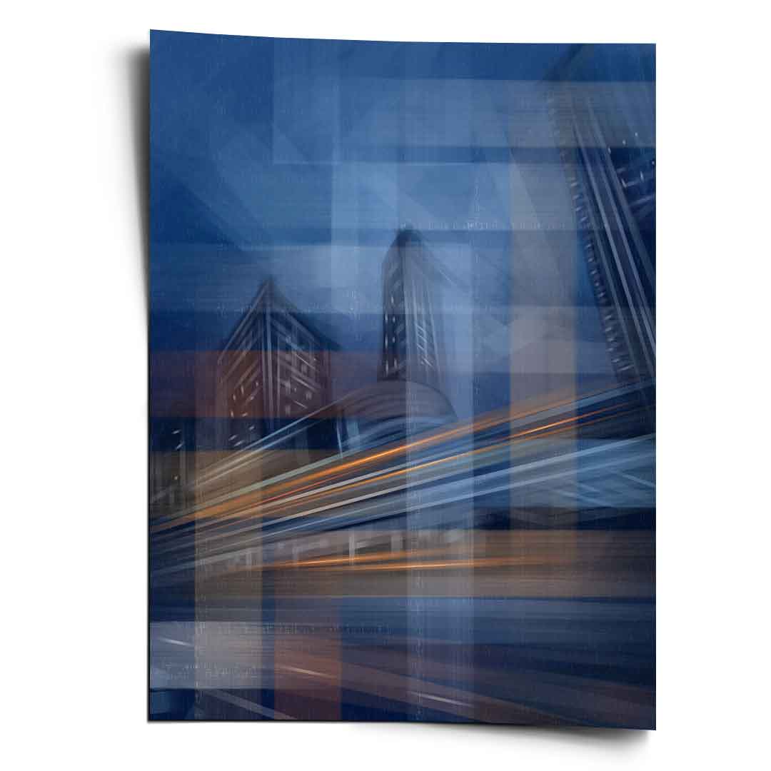 Moving City Glass - Poster