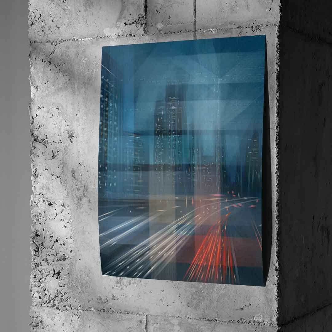 Night City with Speed - Poster Beton Wand