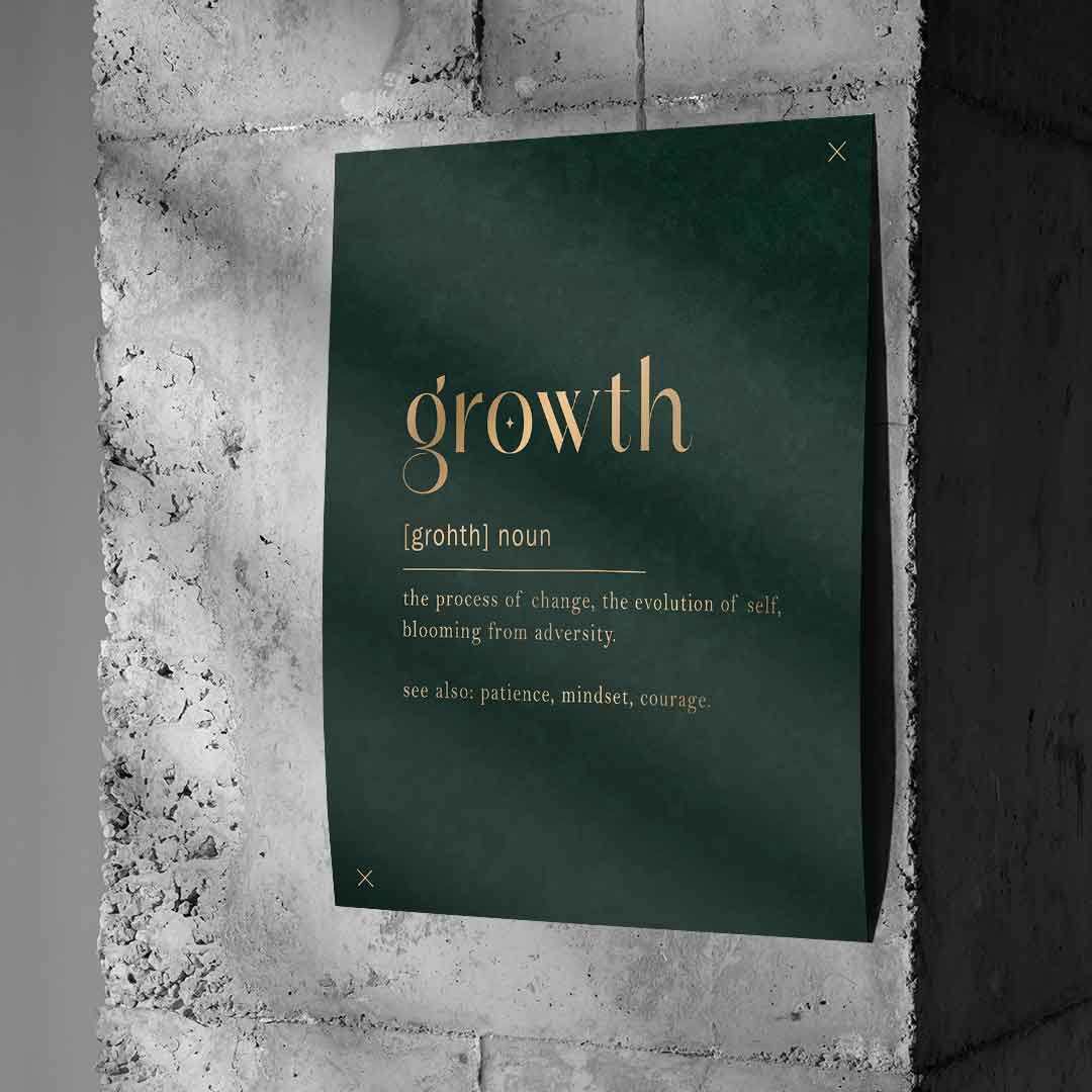 DOTCOMCANVAS Growth Poster an Betonwand - Typografie Wandkunst