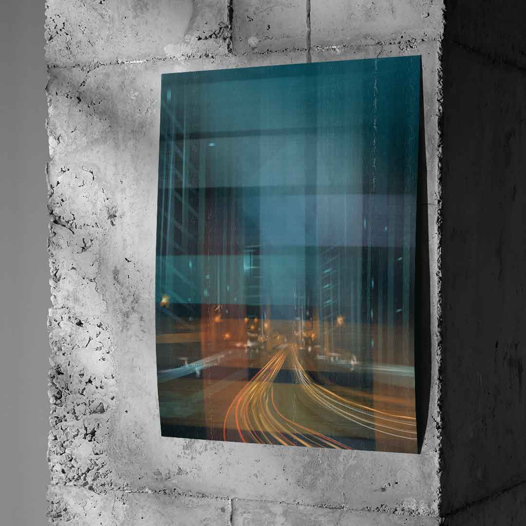 City in the Rhythm of Light Poster auf Betonwand