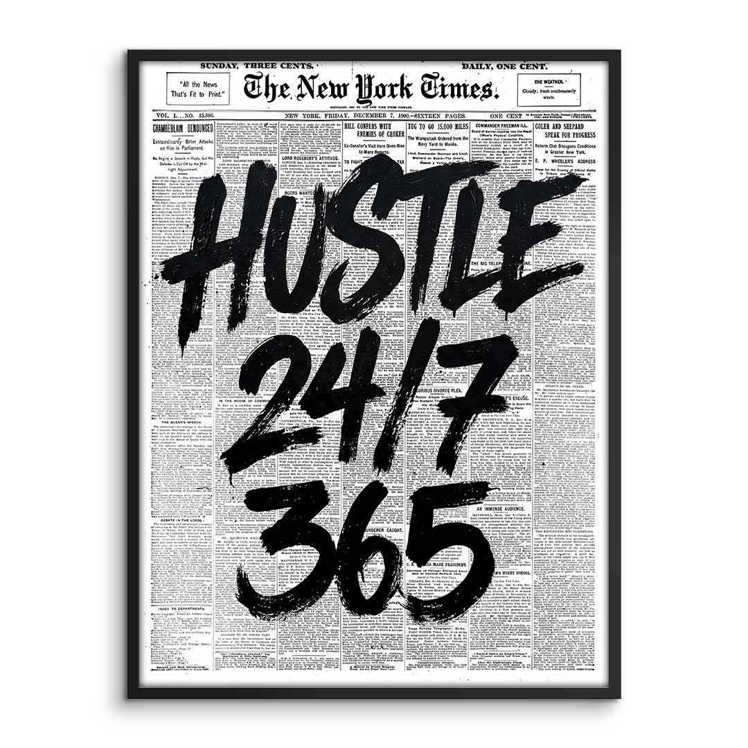 DOTCOMCANVAS Hustle 24/7 Poster gerahmt Vorderseite