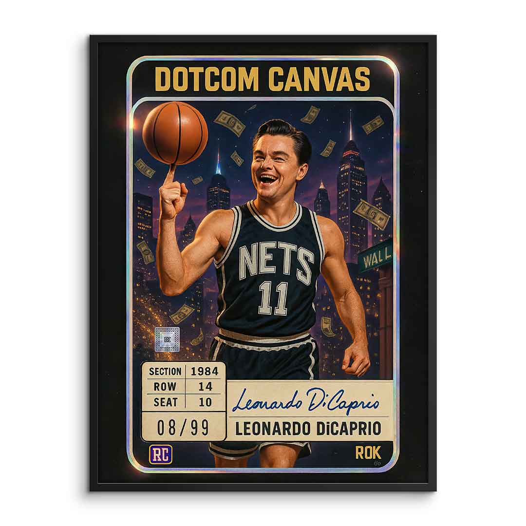 DOTCOMCANVAS Leo Dicaprio Basketball Card Poster Gerahmt Vorderansicht
