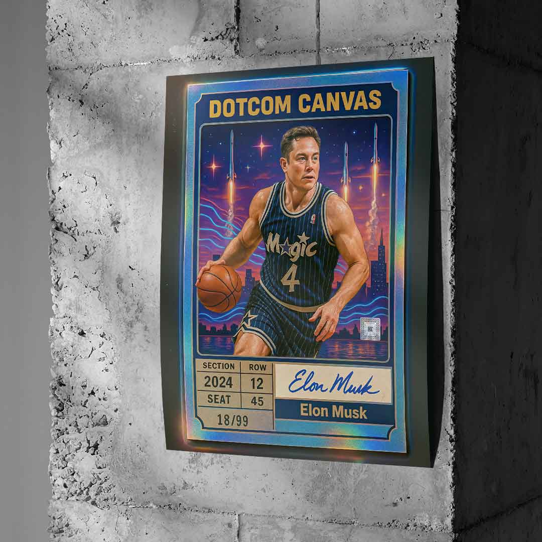 DOTCOMCANVAS Elon Musk Basketball Card Poster Betonwand