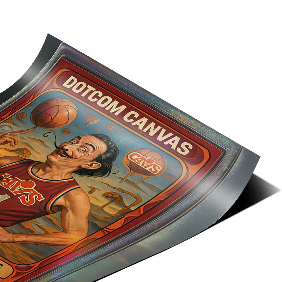 DOTCOMCANVAS® Salvador Dali Basketball Card Poster – Eckdetail Nahaufnahme