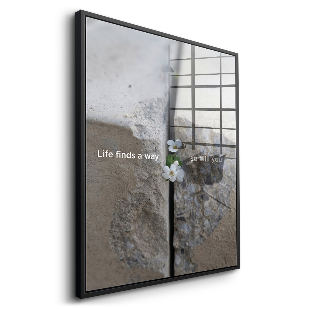 DOTCOMCANVAS Life finds a way Acrylglasbild Seitenansicht schwarzer Rahmen