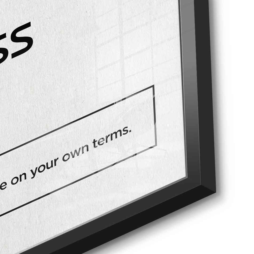 DOTCOMCANVAS® Success (Su) Acrylglasbild Version Weiß – Detailansicht