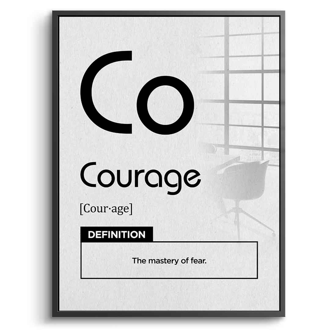 DOTCOMCANVAS® Courage Acrylglasbild – Vorderansicht schwarzer Rahmen
