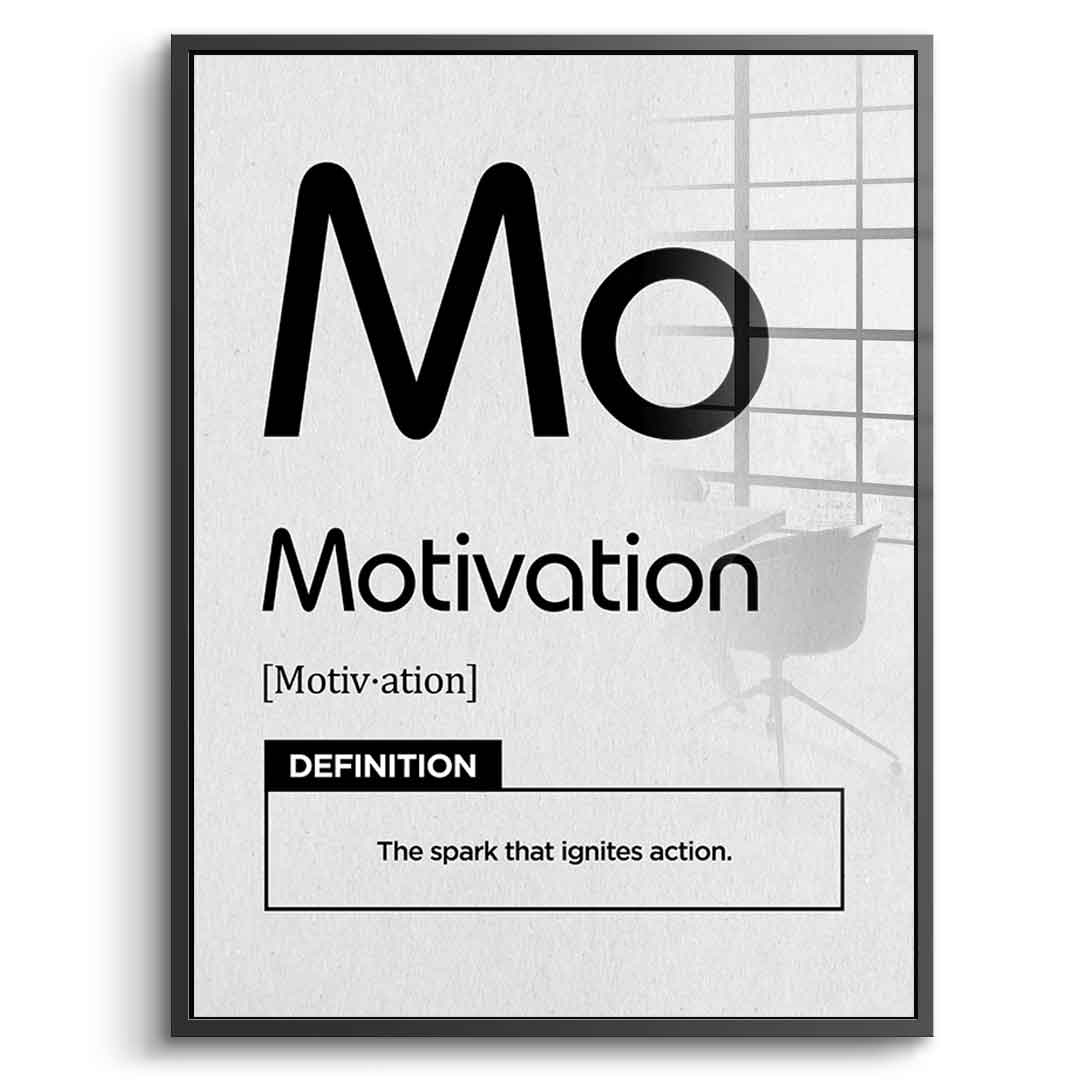 DOTCOMCANVAS® Motivation (Mo) Acrylglasbild Version Weiß – Echtheitszertifikat