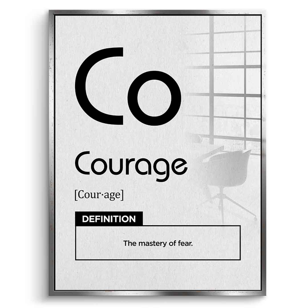 DOTCOMCANVAS® Courage Acrylglasbild – Vorderansicht silberner Rahmen