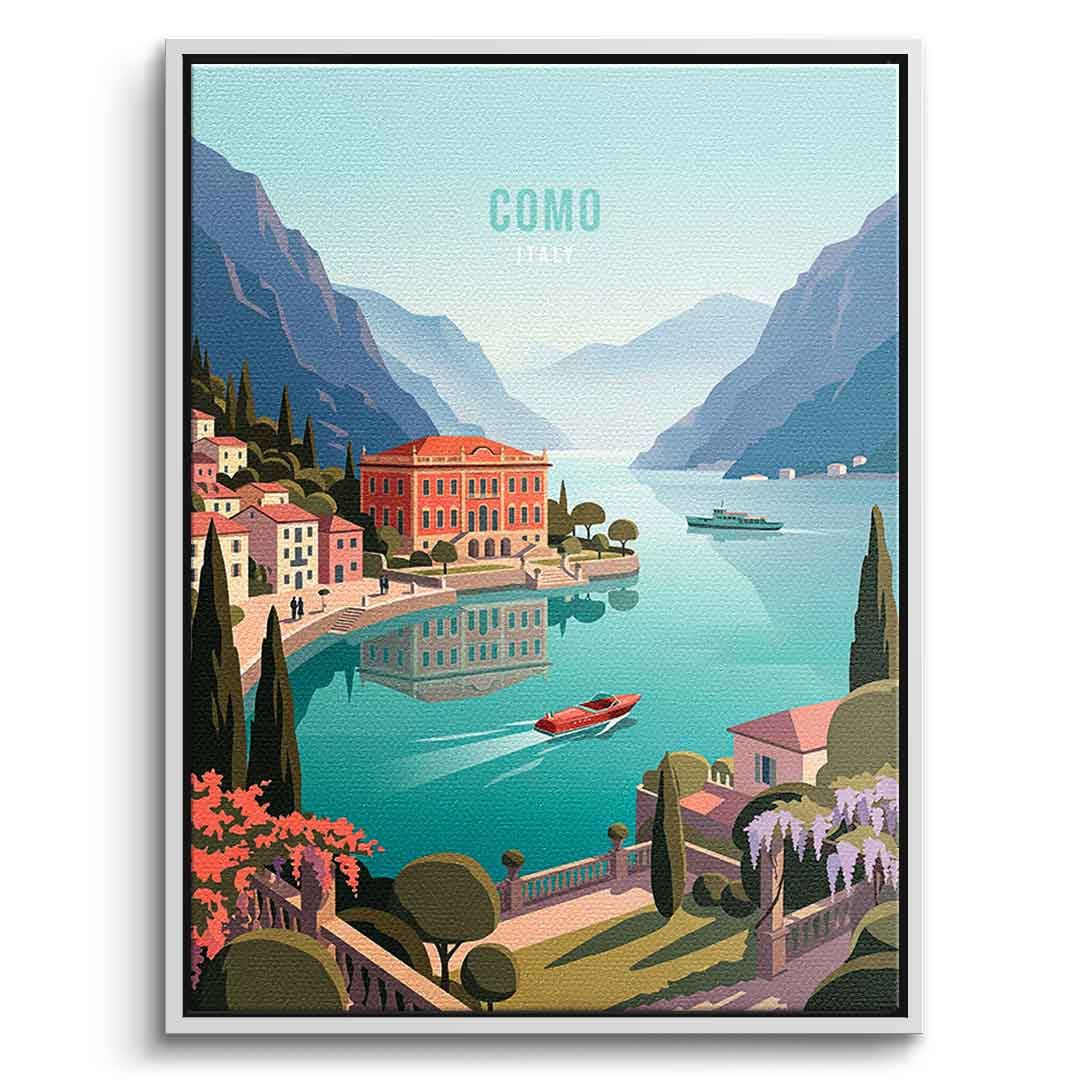 DOTCOMCANVAS Como Leinwandbild Vorderansicht mit weissem Rahmen